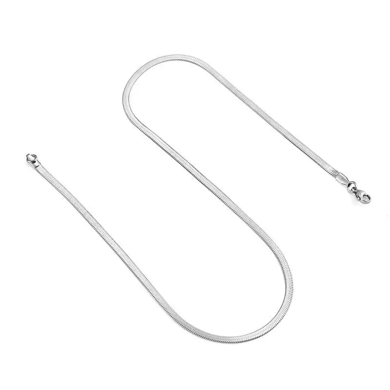 Silver herringbone chain necklace style – The Crew