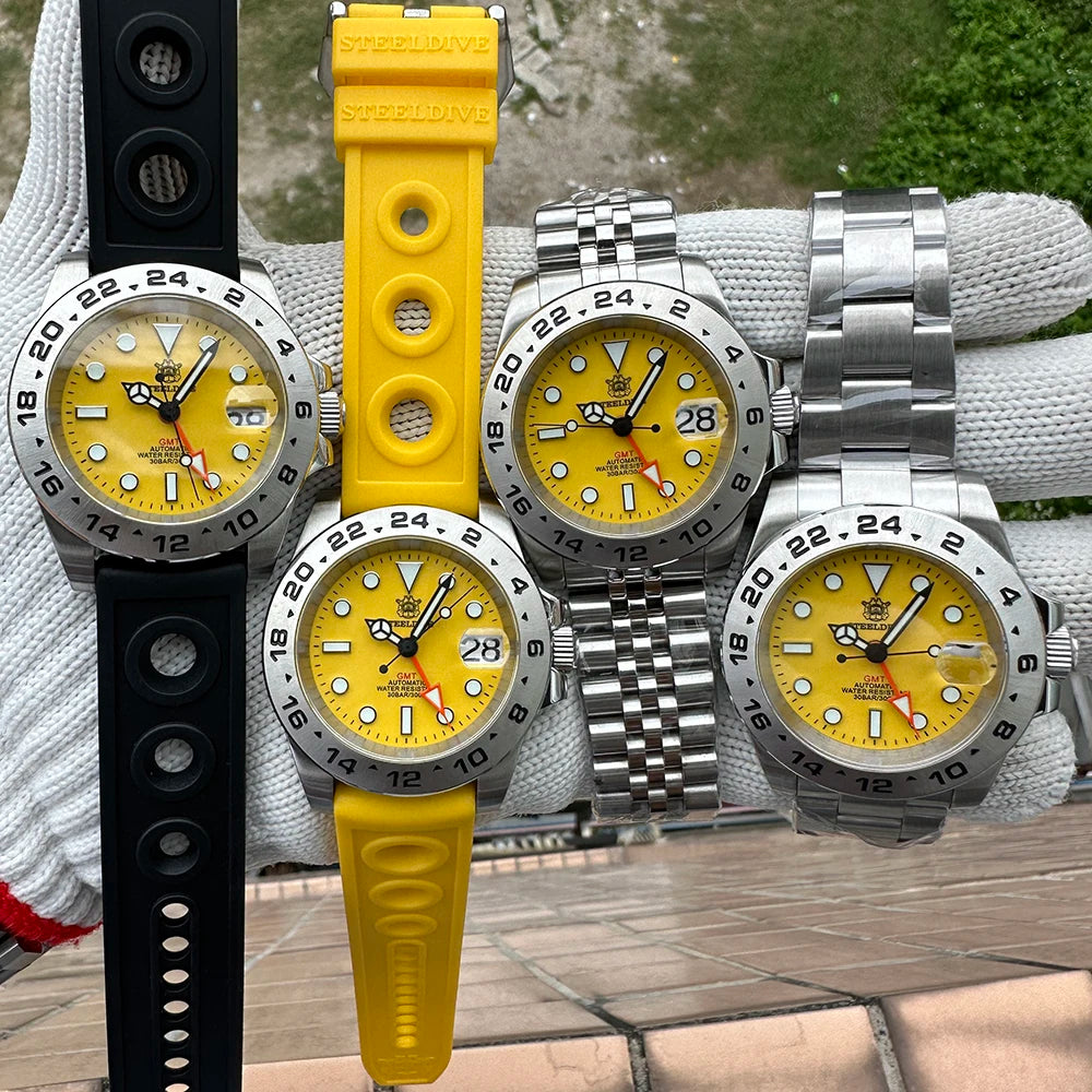 STEELDIVE SD1992 silver case yellow strap – The Crew
