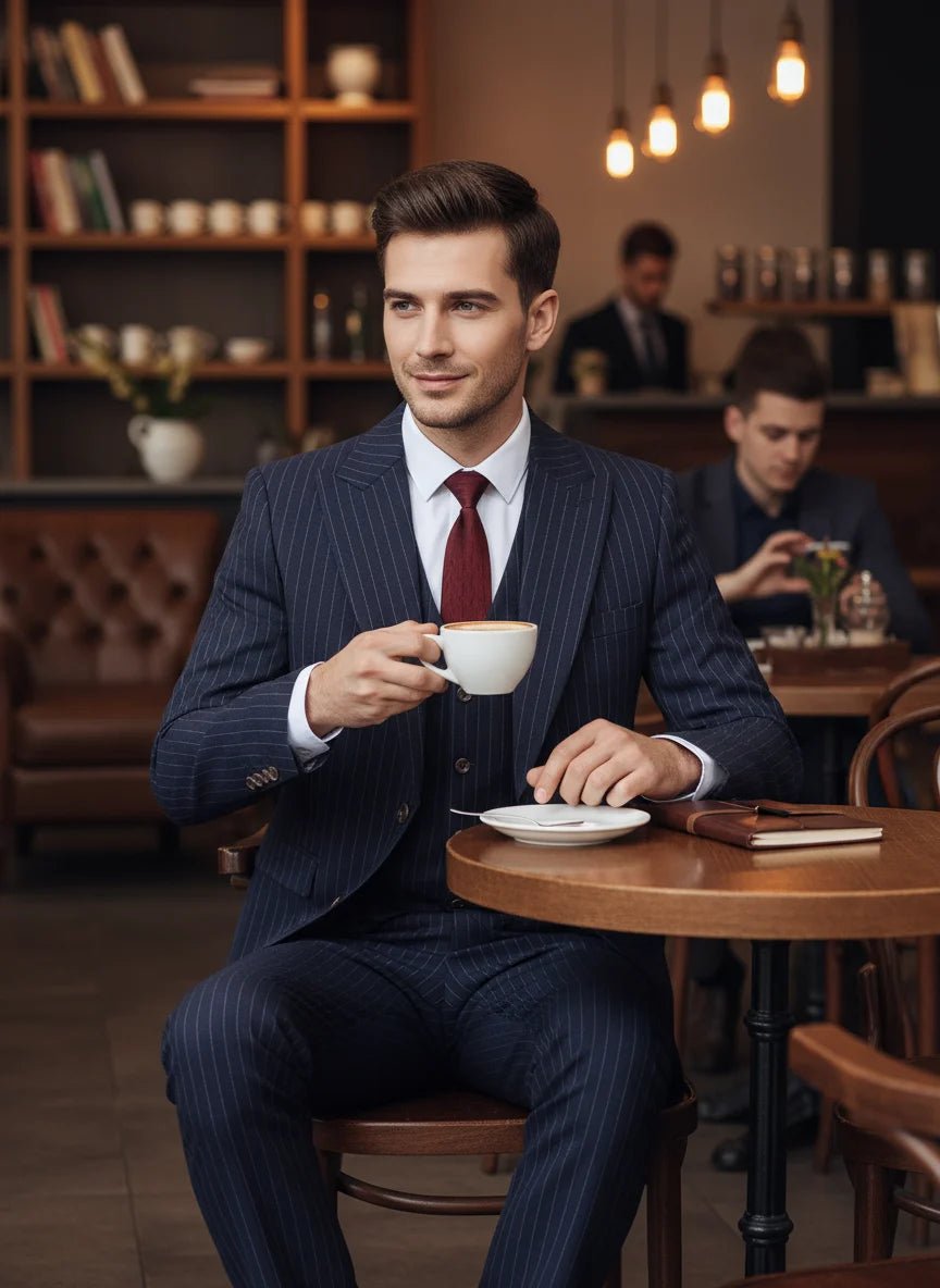 Men’s Classic Striped Suit – Elegant Business Style - The Crew