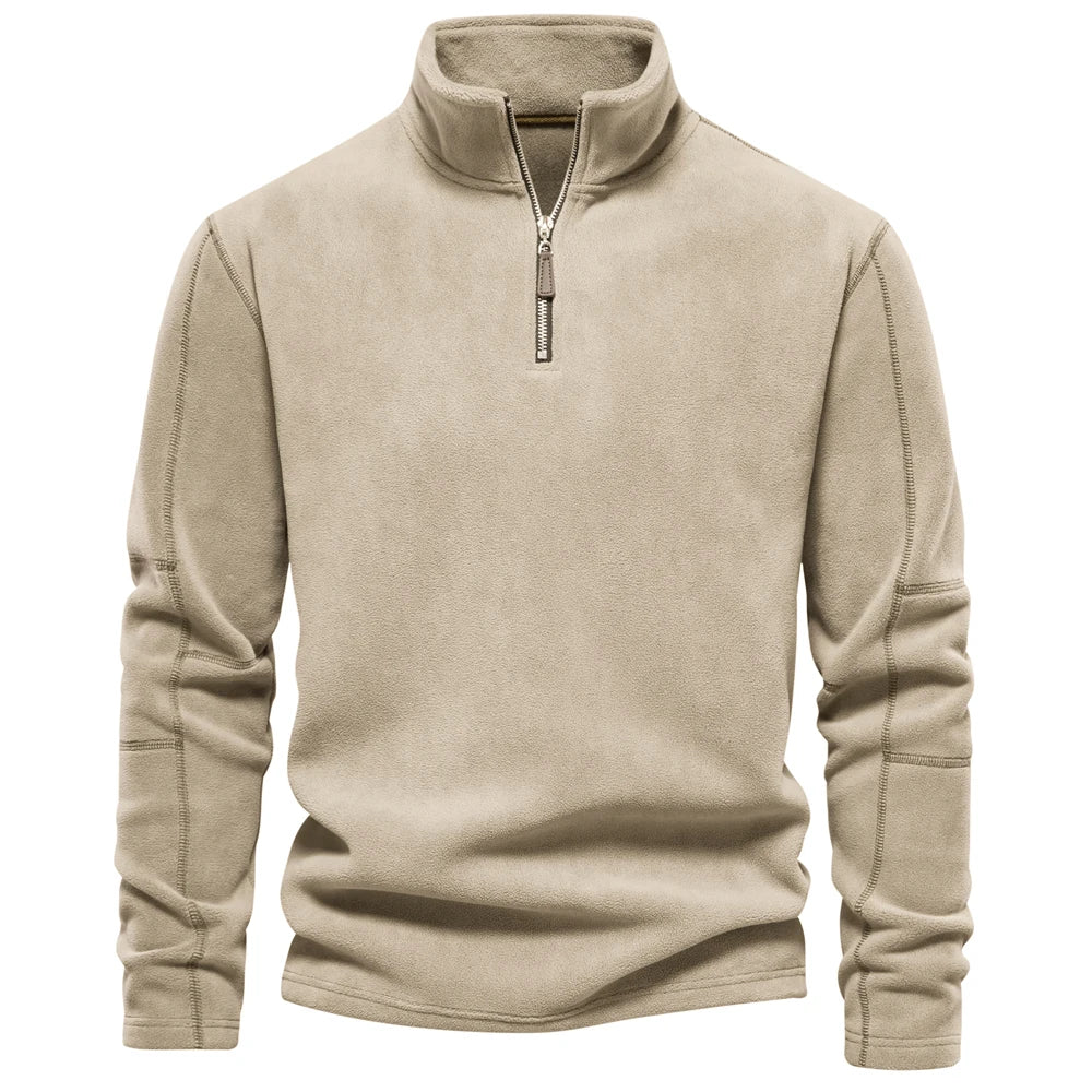 Beige Men’s Fleece Jacket Casual Style – The Crew