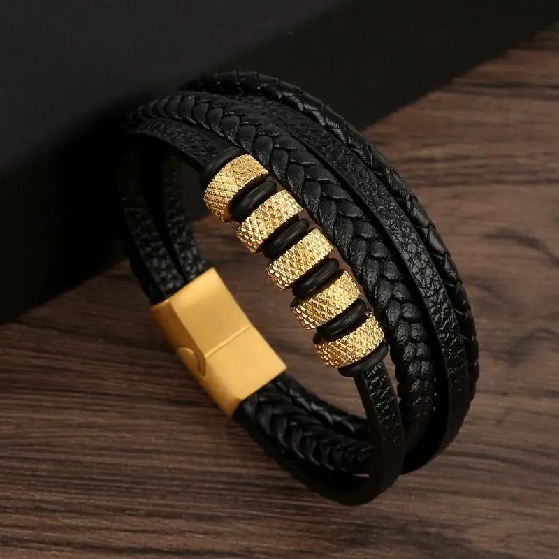 Classic Woven Leather Bracelet – Stylish & Durable – The Crew