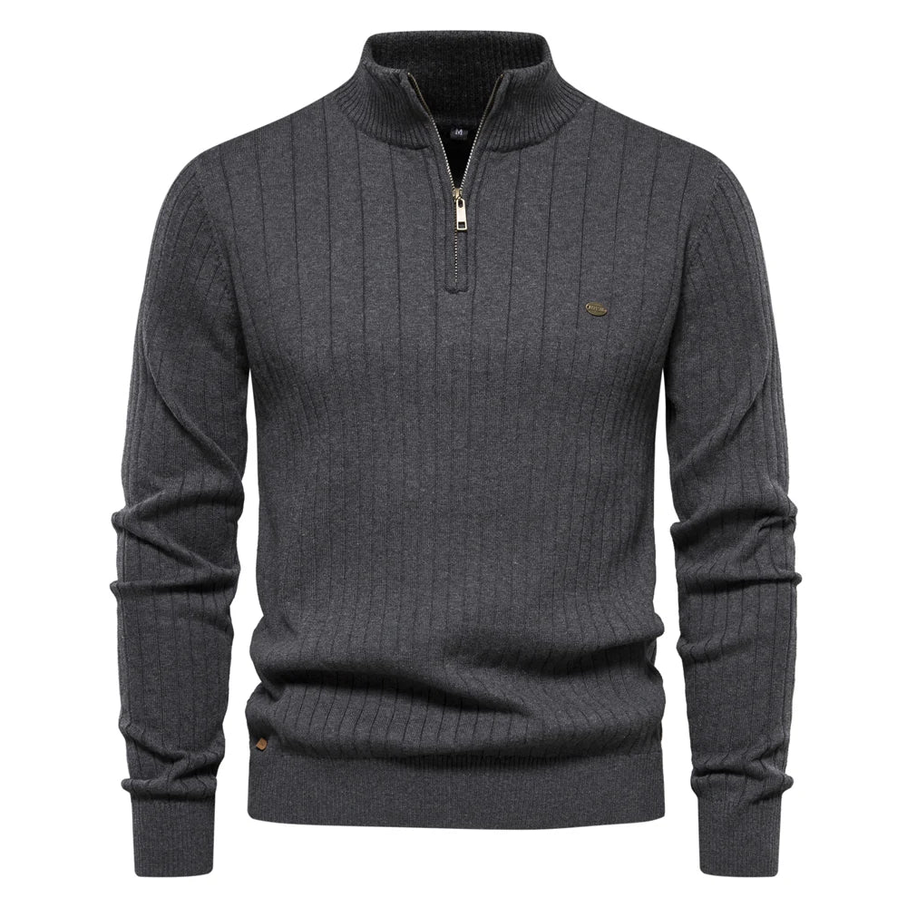 Dark gray high neck sweater back view – The Crew