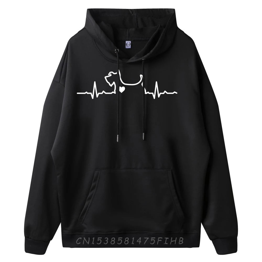 Black Scottie Dog Heartbeat Hoodie Men – The Crew