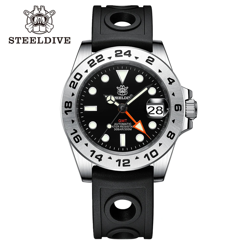 STEELDIVE SD1992 black bezel rubber strap bracelet – The Crew