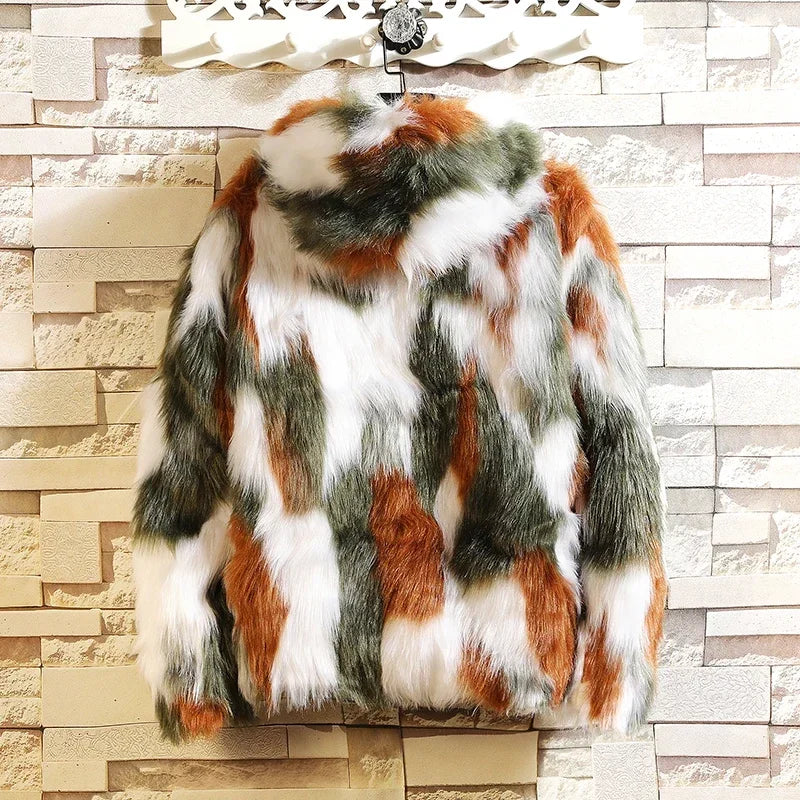 Hooded faux fox fur coat on wall display – The Crew