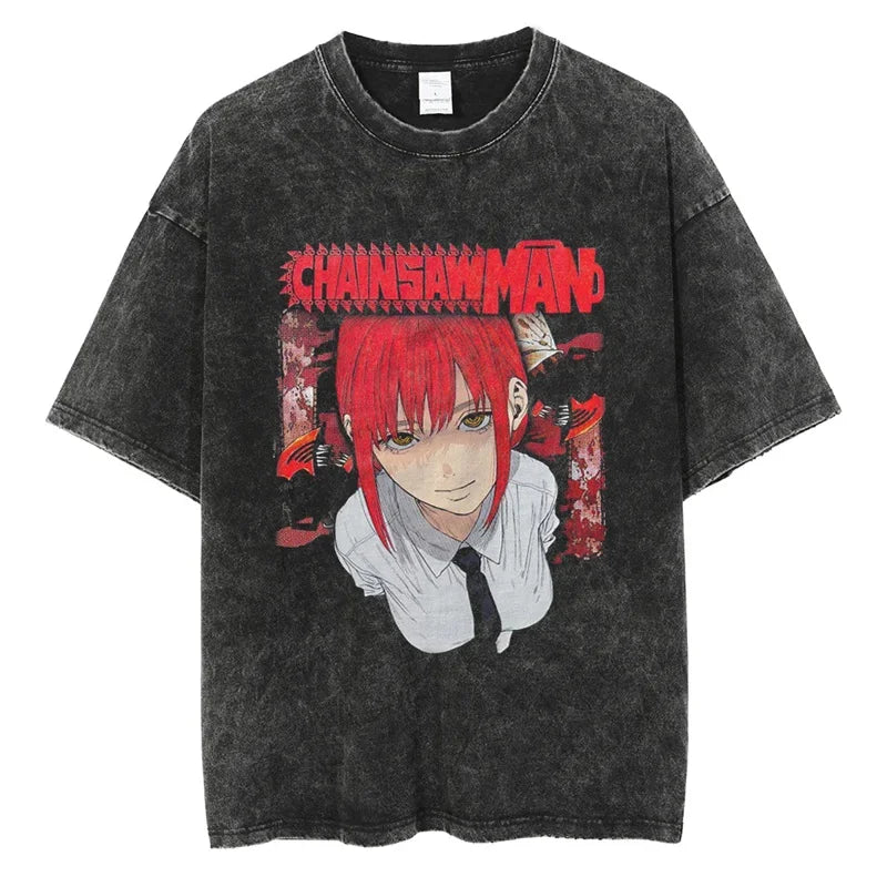 Men’s Makima Chainsaw Man Vintage Tee Graphic Design 08 – The Crew