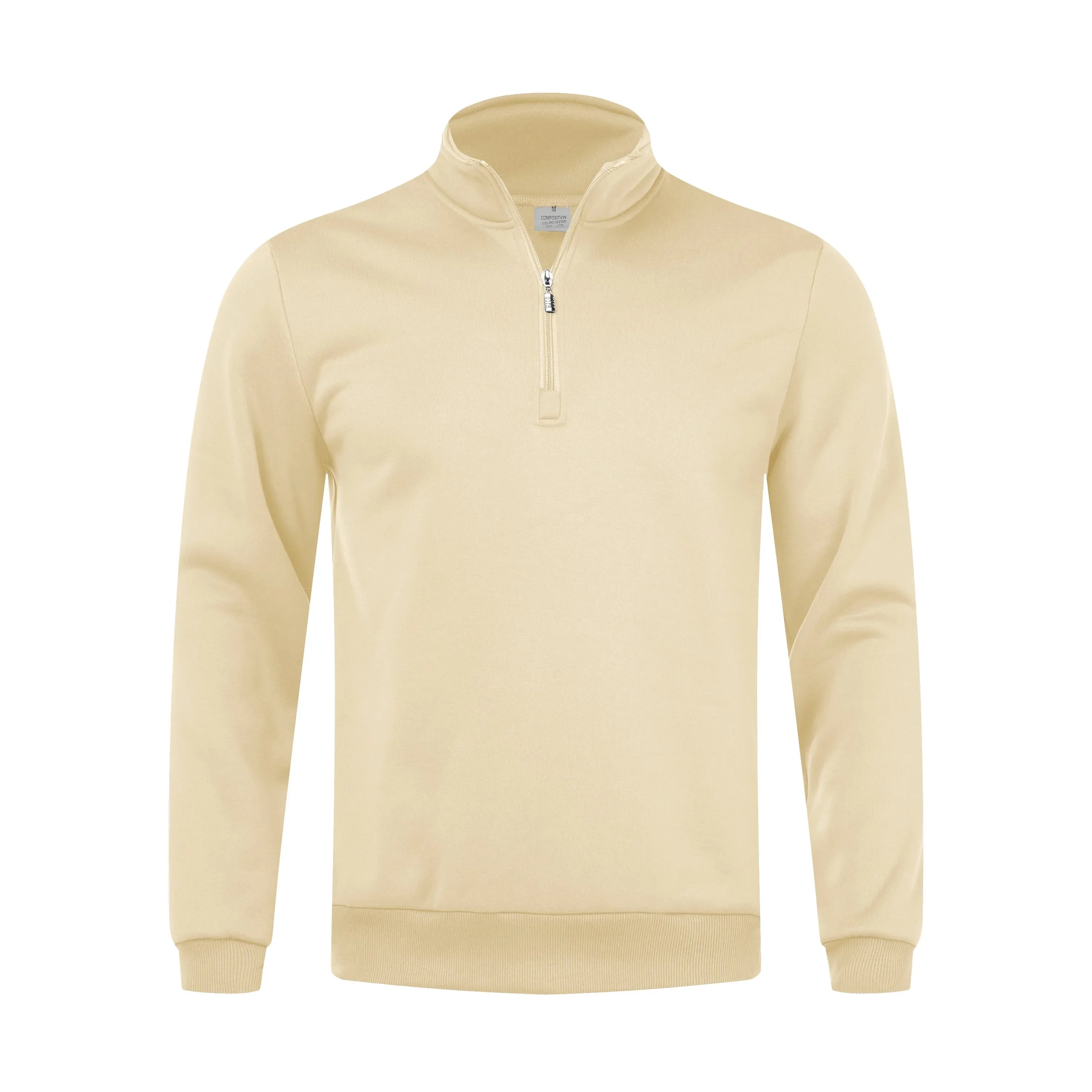 Beige Men’s Knit Mock Neck Pullover – The Crew