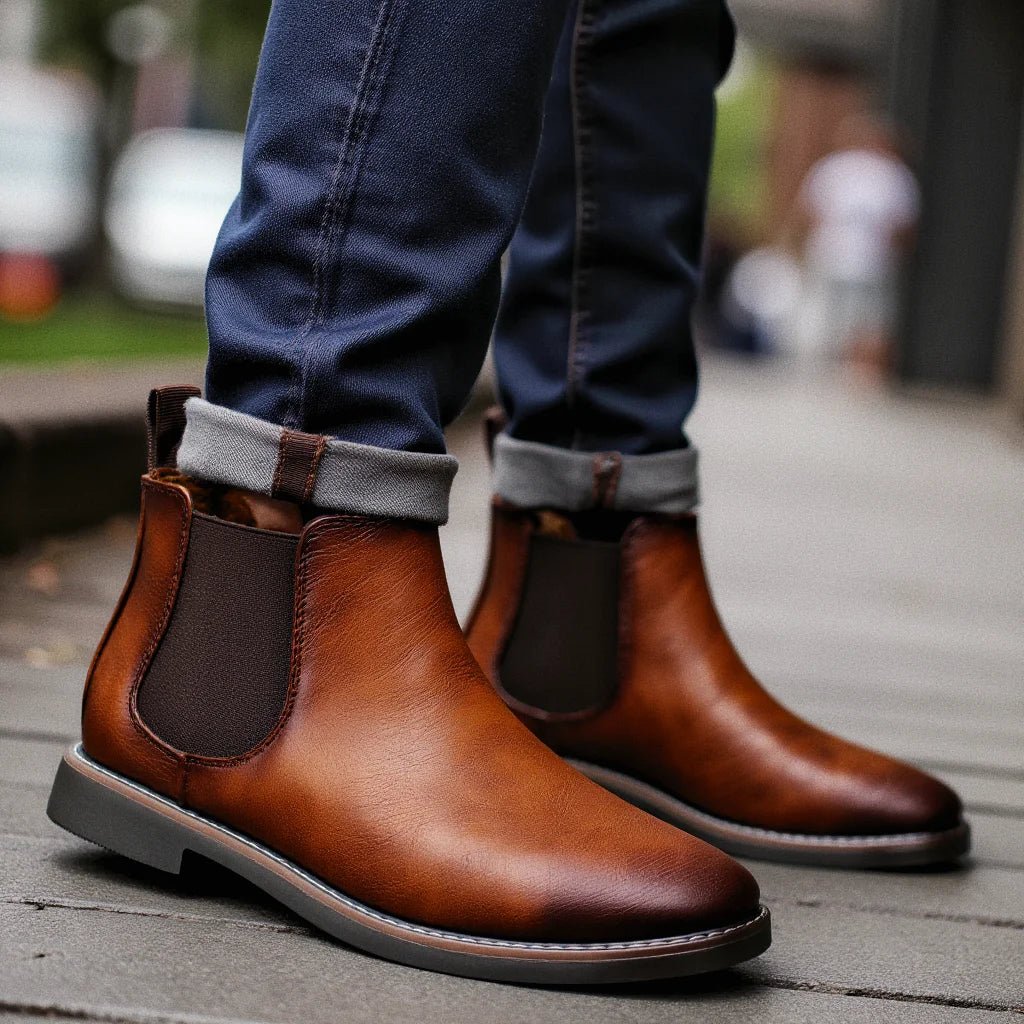 Retro Leather Chelsea Boots for Men β Vintage Ankle Style - The Crew