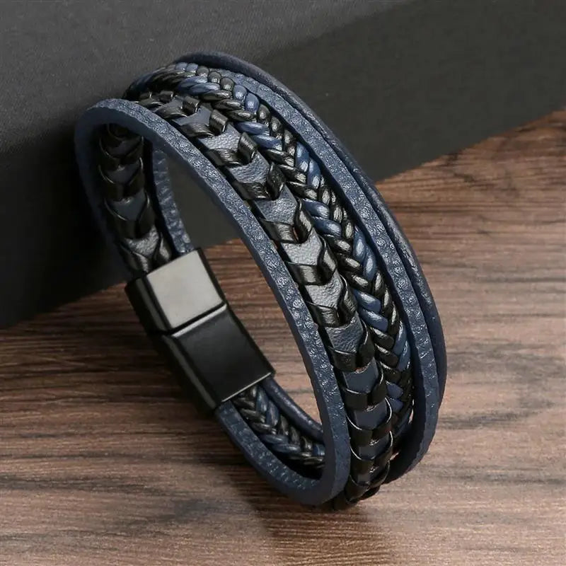 Classic Woven Leather Bracelet – Stylish & Durable – The Crew