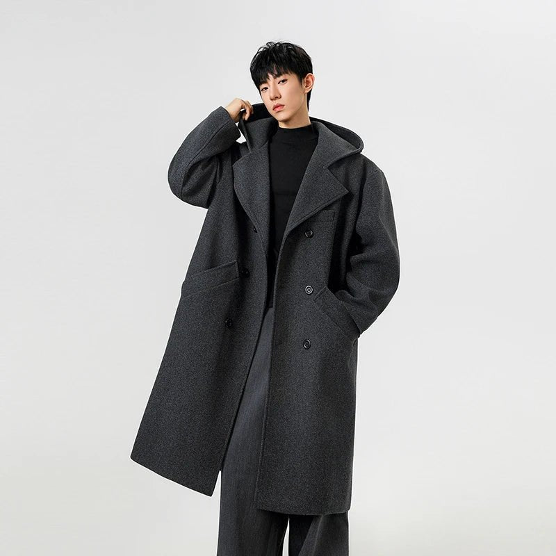 Men’s Hooded Wool Trench Coat – Double Breasted Winter 2025 - The Crew
