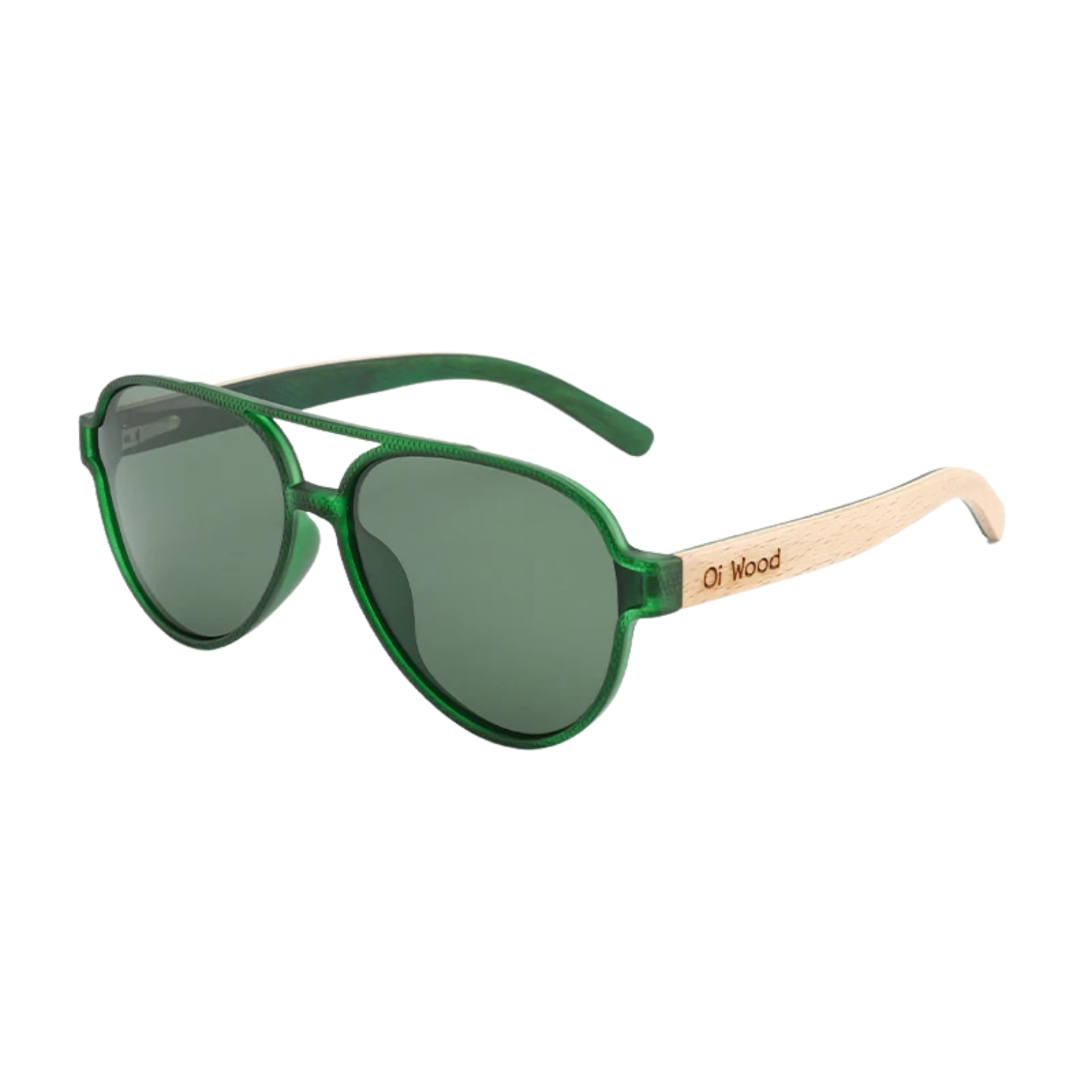 Wood frame polarized sunglasses green mirror lens – The Crew