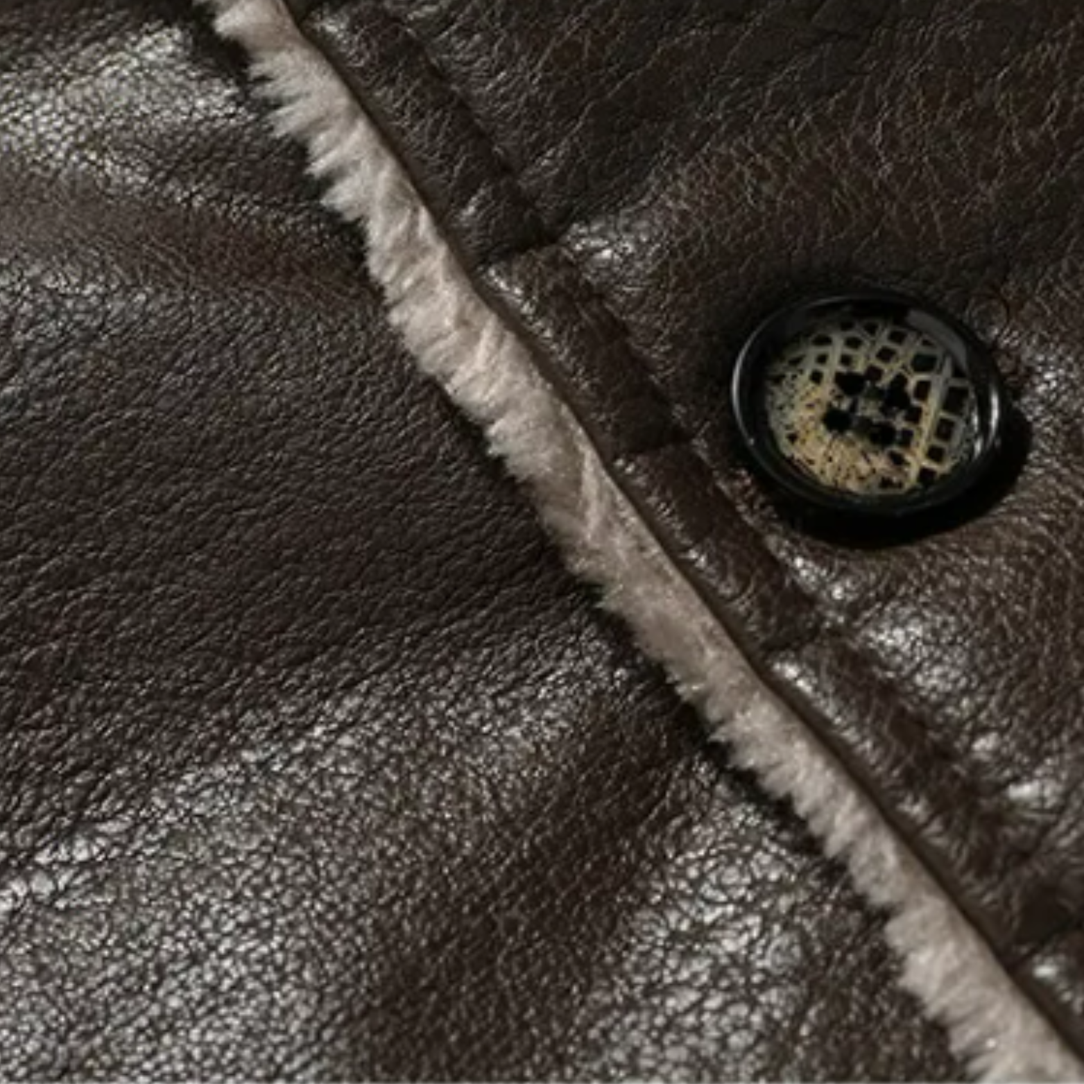 Men’s Faux Leather Jacket Button Detail – The Crew