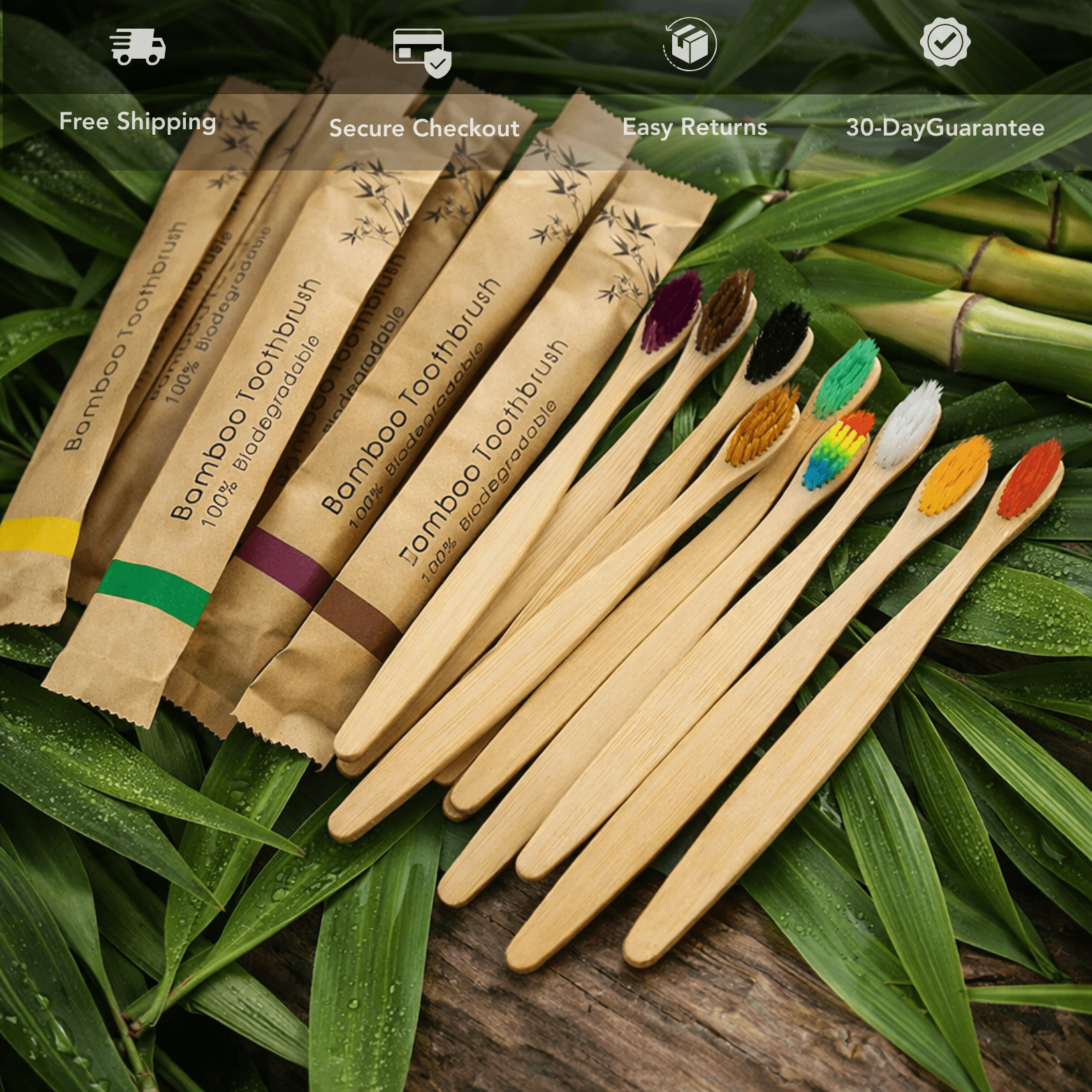 10 - Pack Bamboo Charcoal Toothbrushes Soft Bristles - The Crew