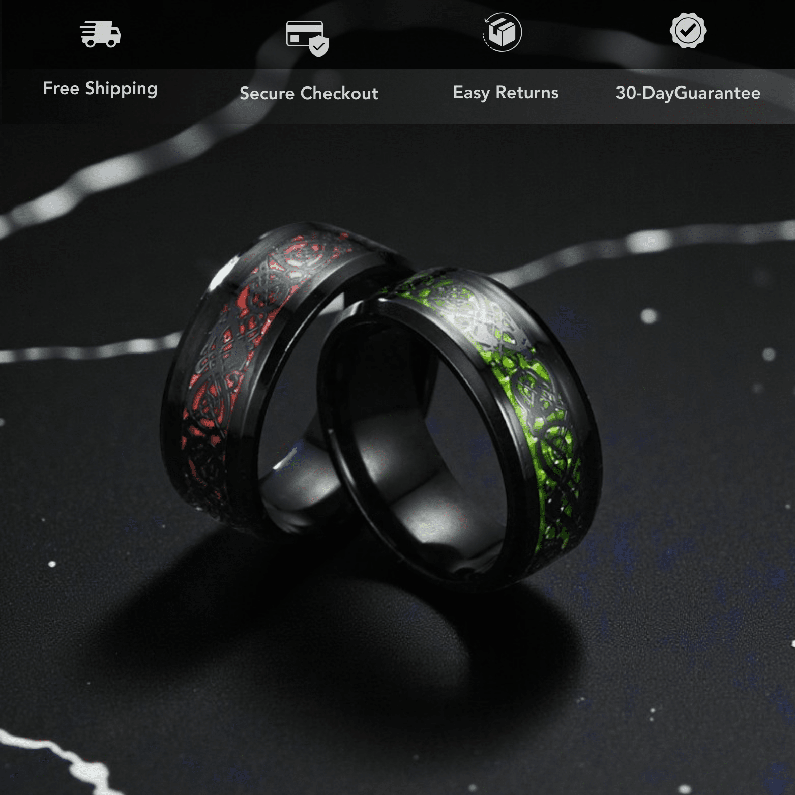 Men’s Dragon Ring Black Carbon Fiber Stainless Steel - The Crew