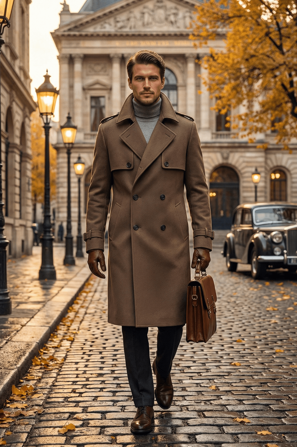 Men’s Extended - Length Trench Coat Windproof Business Style - The Crew