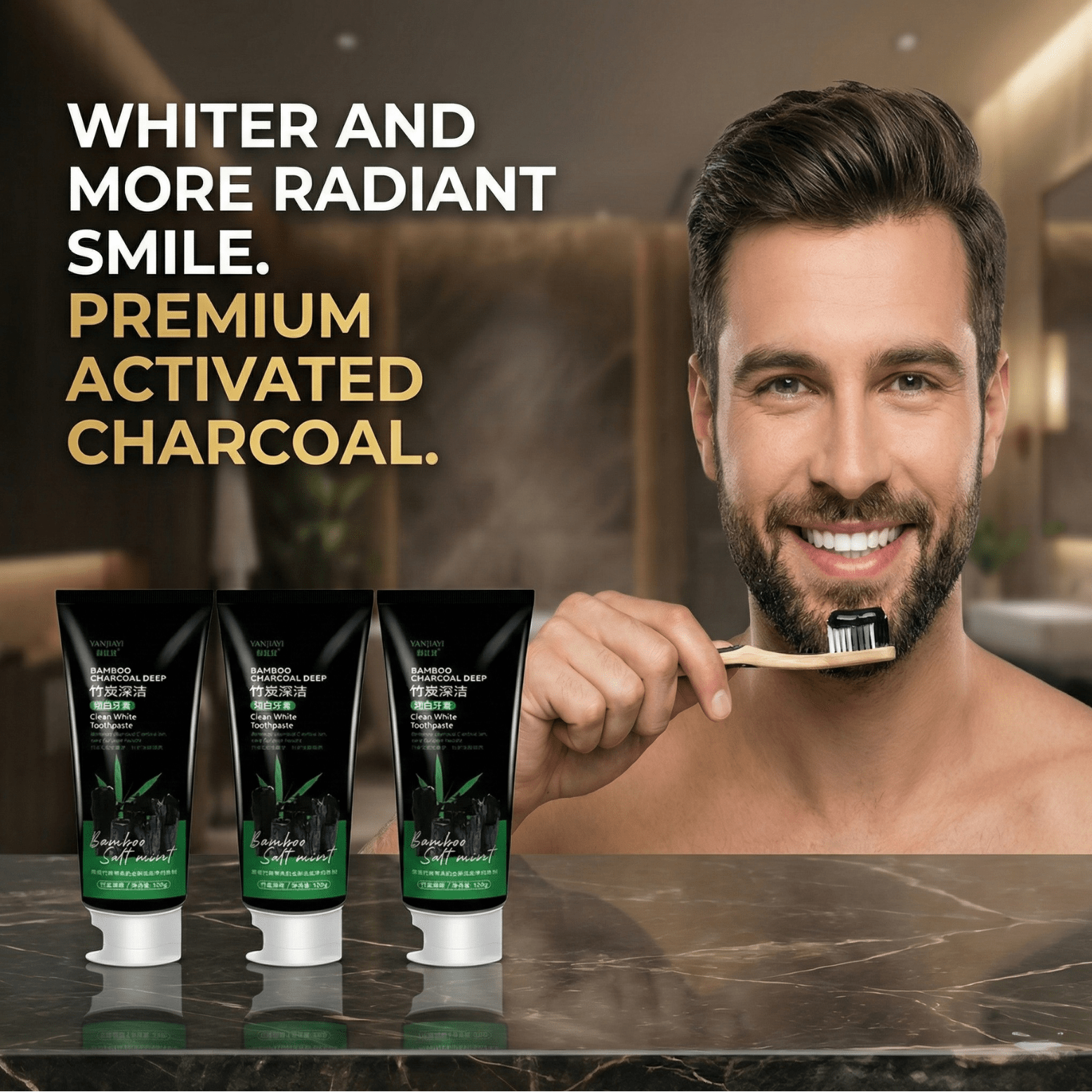 Bamboo Charcoal Black Toothpaste Deep Clean Mint 100g - The Crew