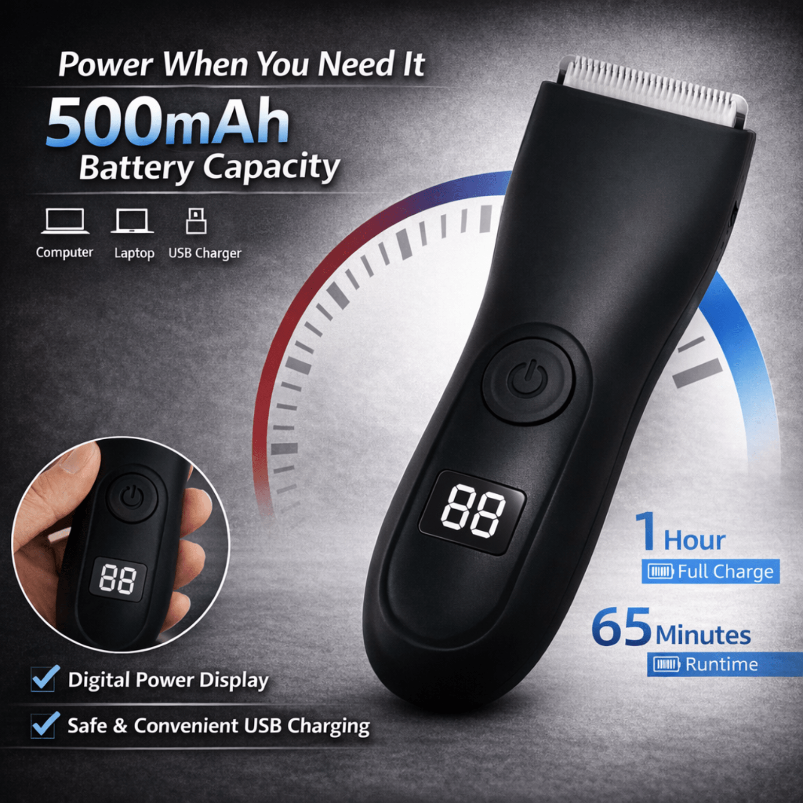 HOMEFISH Waterproof Body Hair Trimmer for Men - The Crew