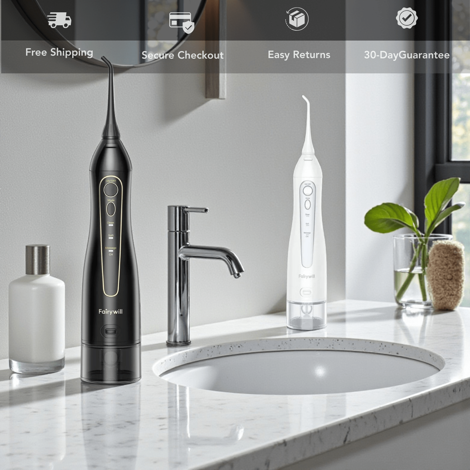 Fairywill Water Flosser 300ML Portable Dental Irrigator - The Crew