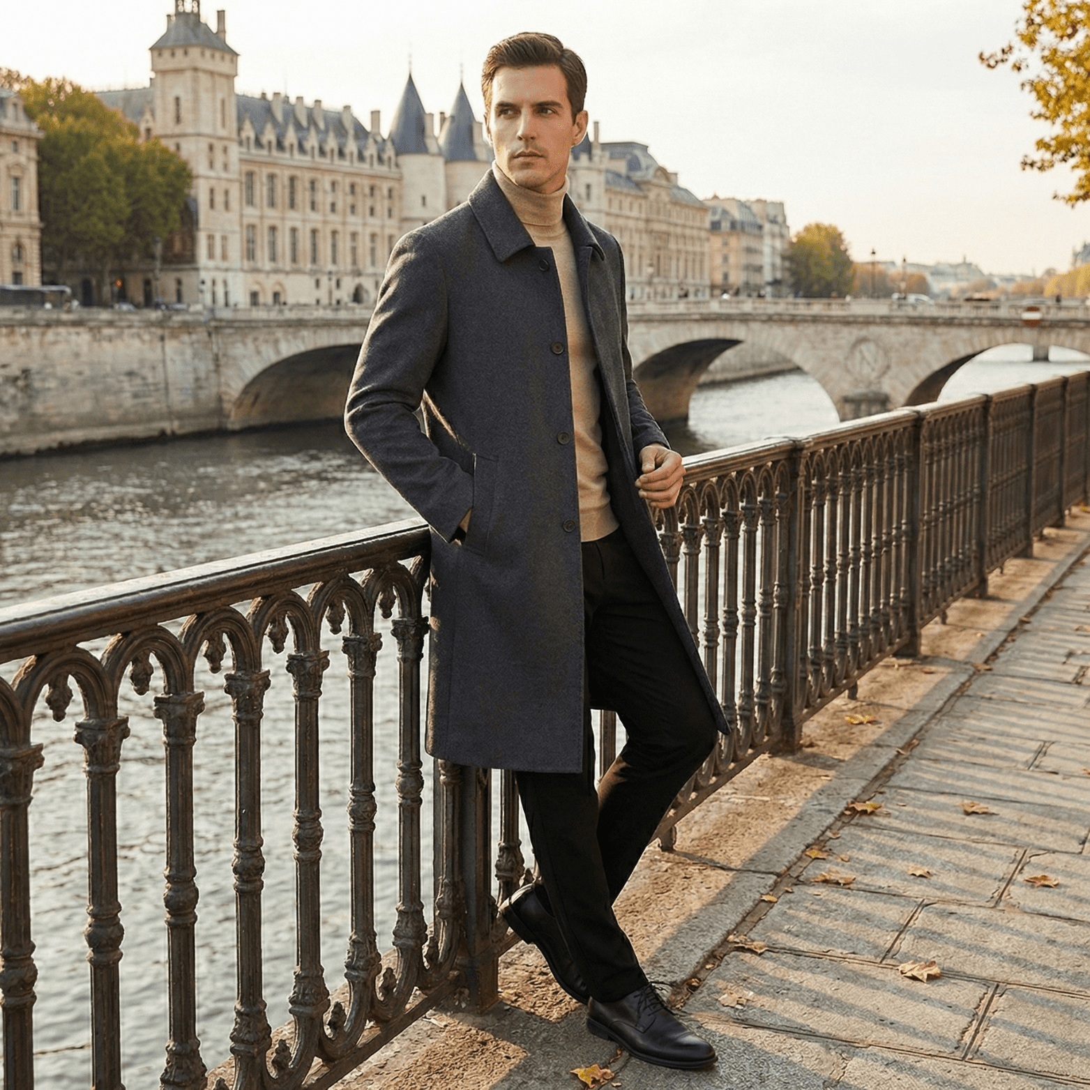 Men’s Long Wool Overcoat Slim Fit – Luxury Business Coat - The Crew