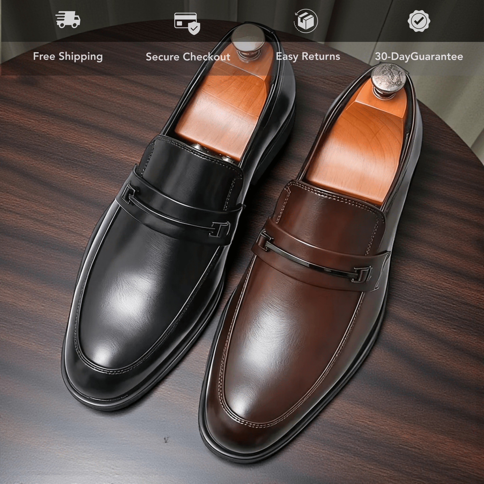 Men’s Classic Leather Slip - On Loafers – Timeless Dress - The Crew