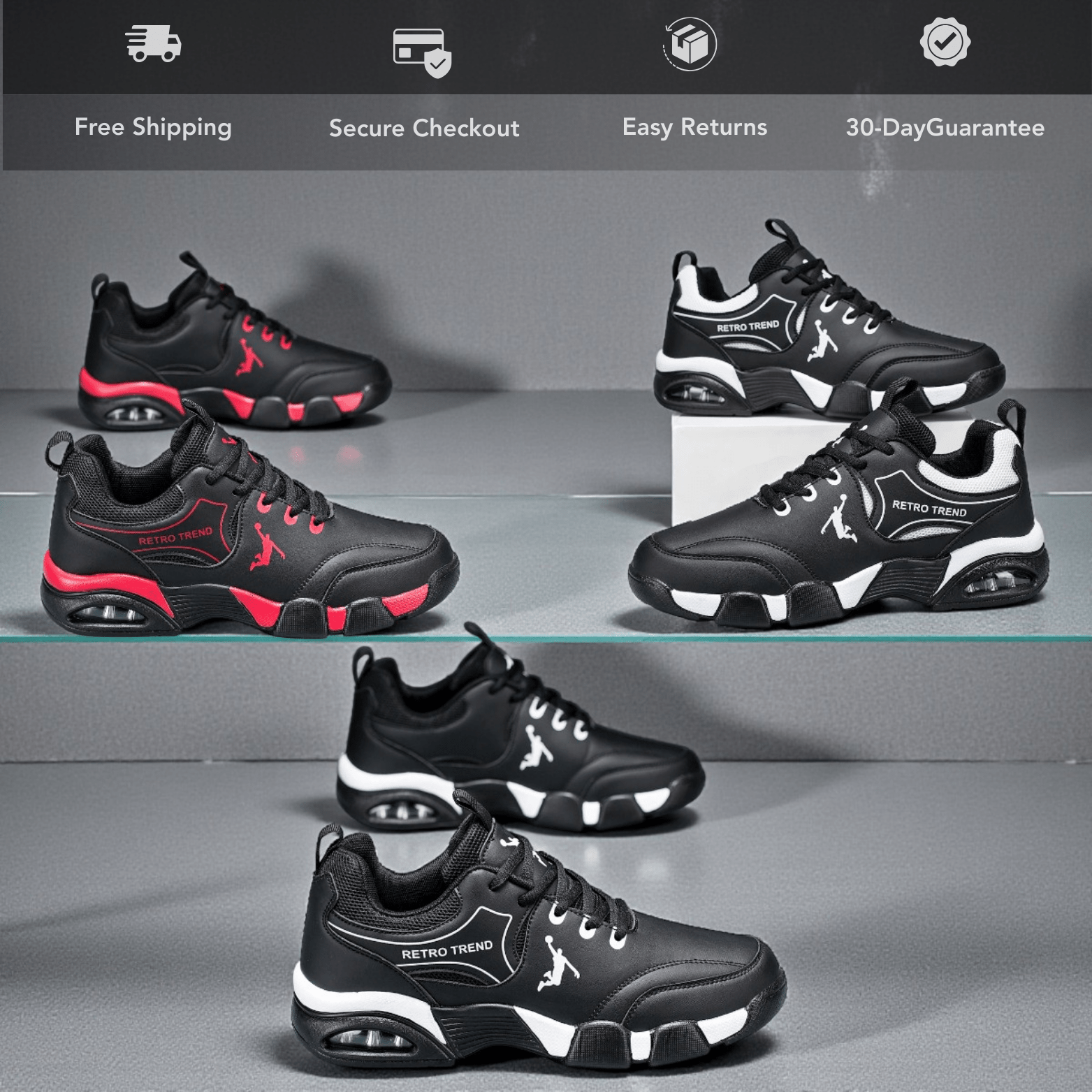 Men’s Air Cushion Sneakers – Shock Absorbing Casual Shoes - The Crew