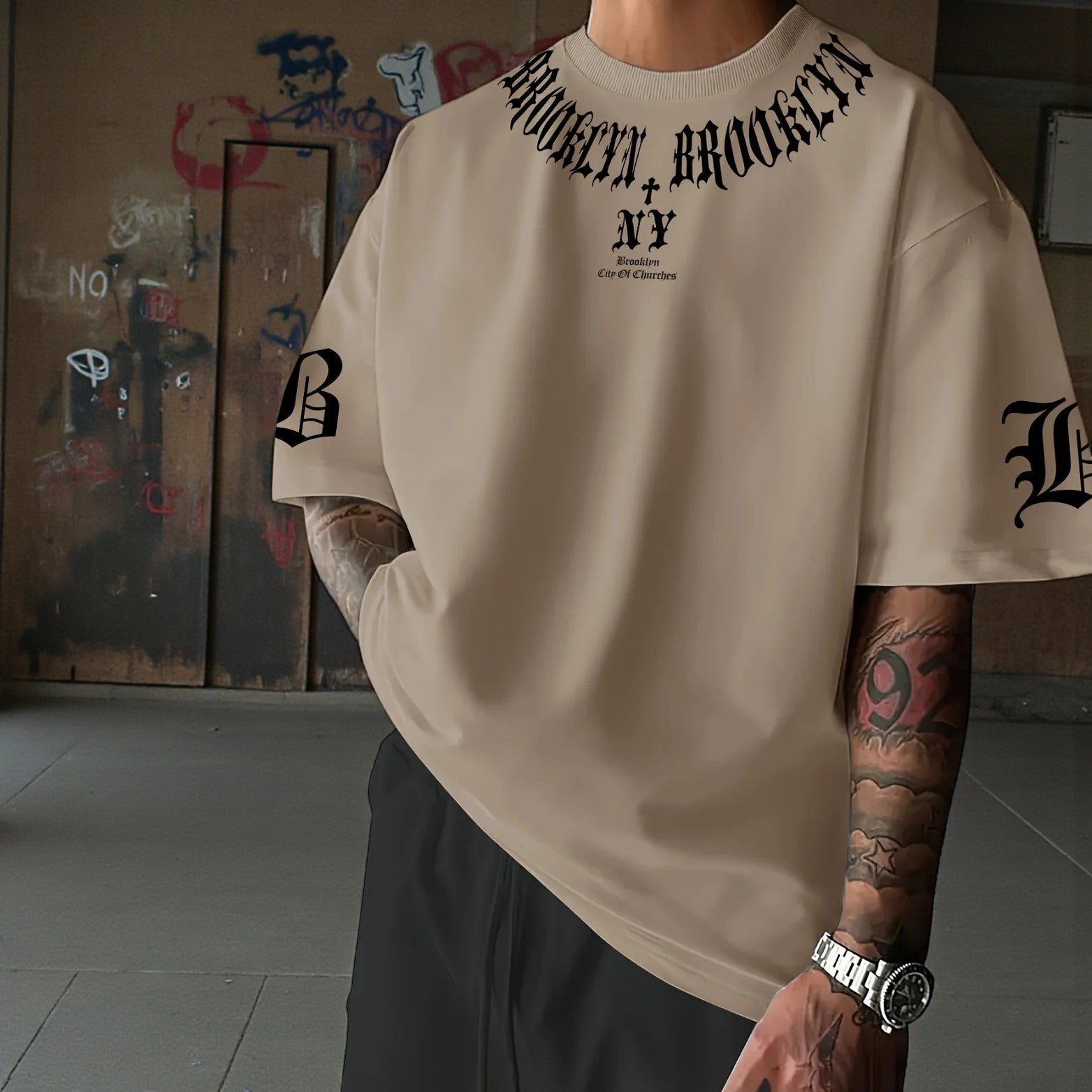 Men’s 3D Letter Graphic Tee – Bold Streetwear Style - The Crew