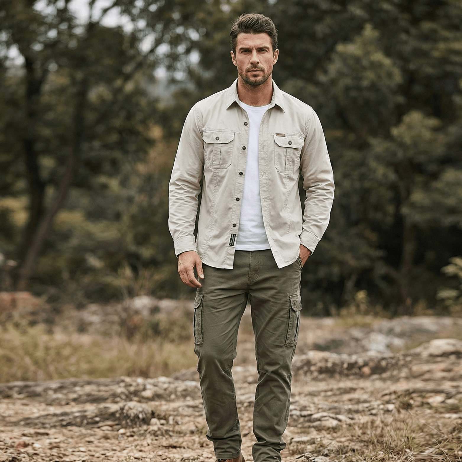 Men’s Military Cargo Overshirt – Utility Streetwear Style - The Crew