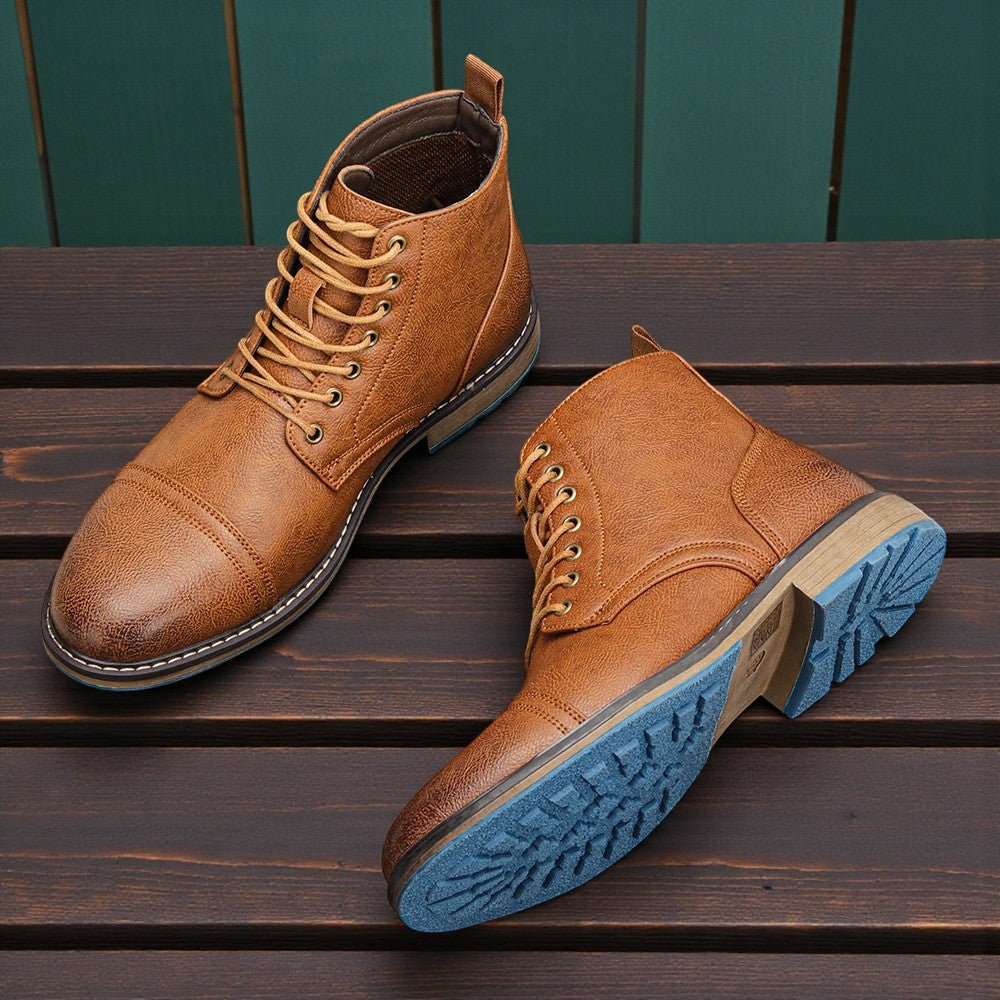 Men’s Stylish Leather Ankle Boots – Modern Casual Wear - The Crew