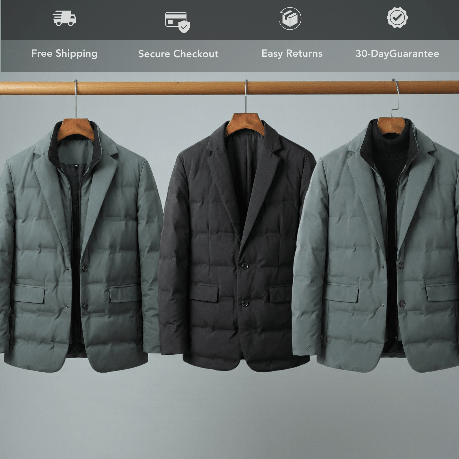 Men’s Detachable Collar Winter Blazer – Smart Casual Warmth - The Crew