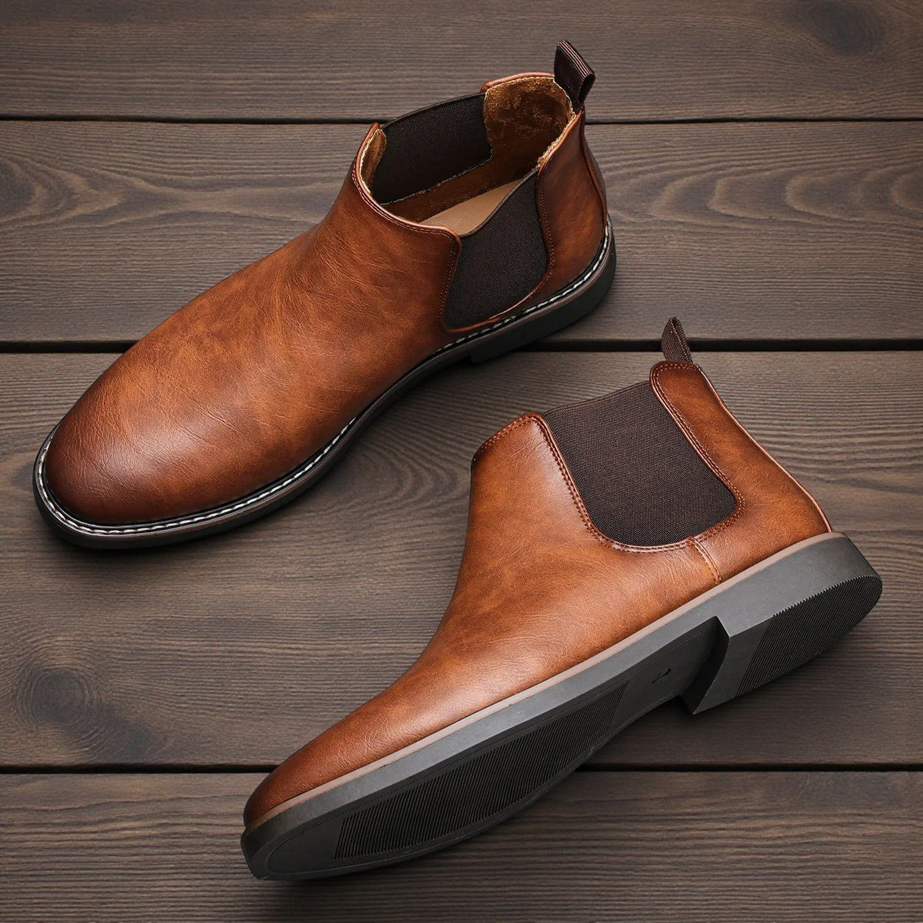 Retro Leather Chelsea Boots for Men β Vintage Ankle Style - The Crew