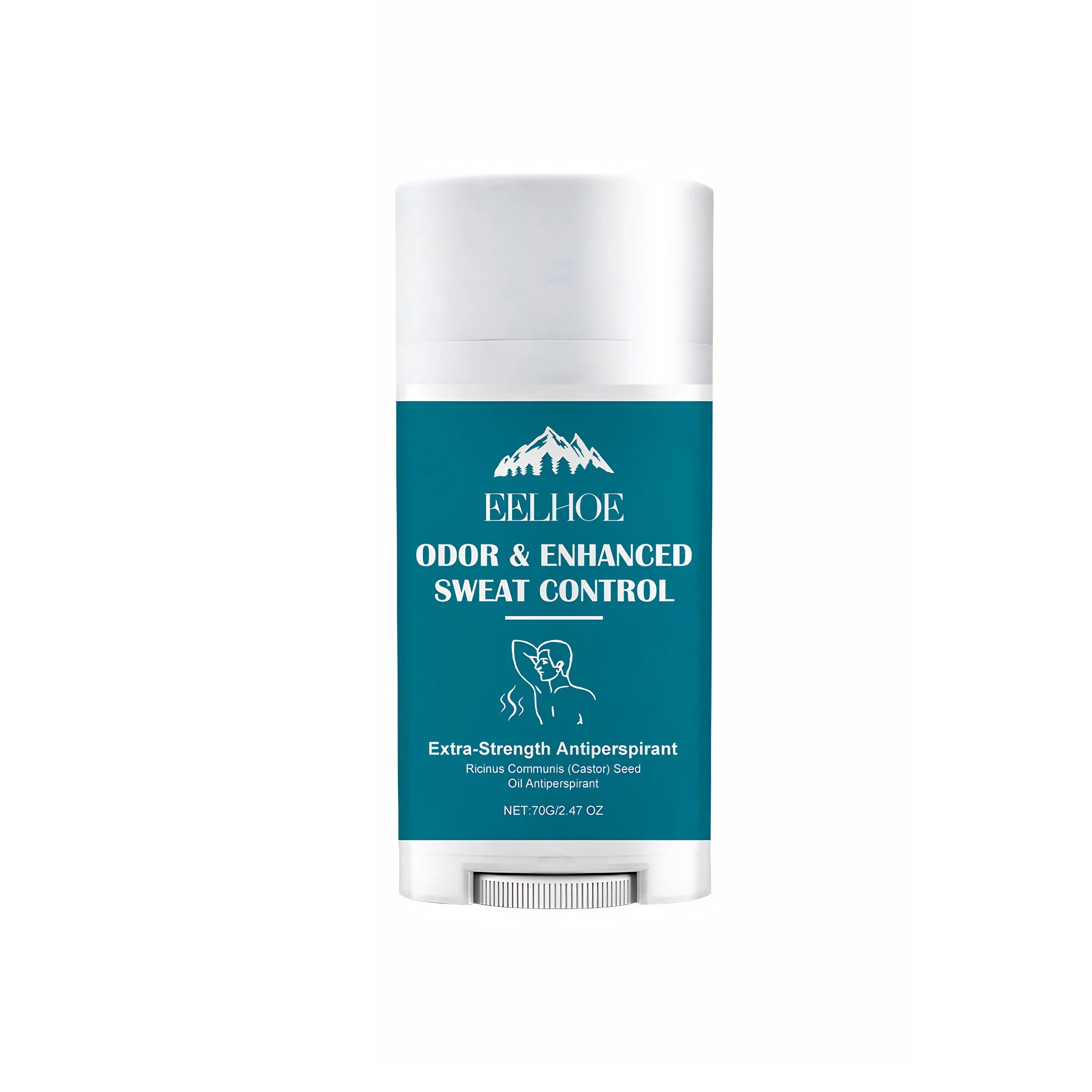 Front view of the white and teal EELHOE Odor and Enhanced Sweat Control extra strength antiperspirant stick