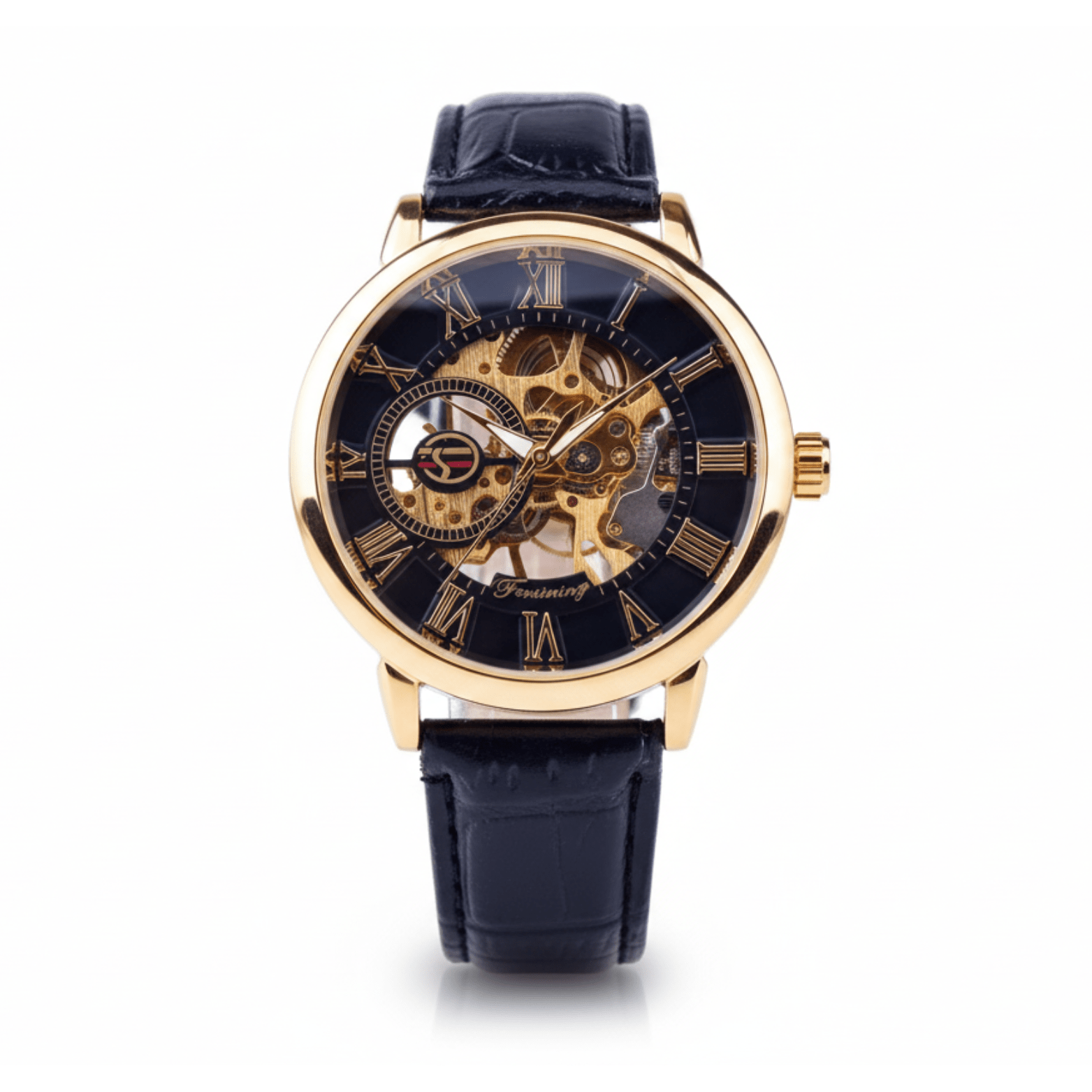 FORSINING Black Gold Skeleton Watch for Men - The Crew