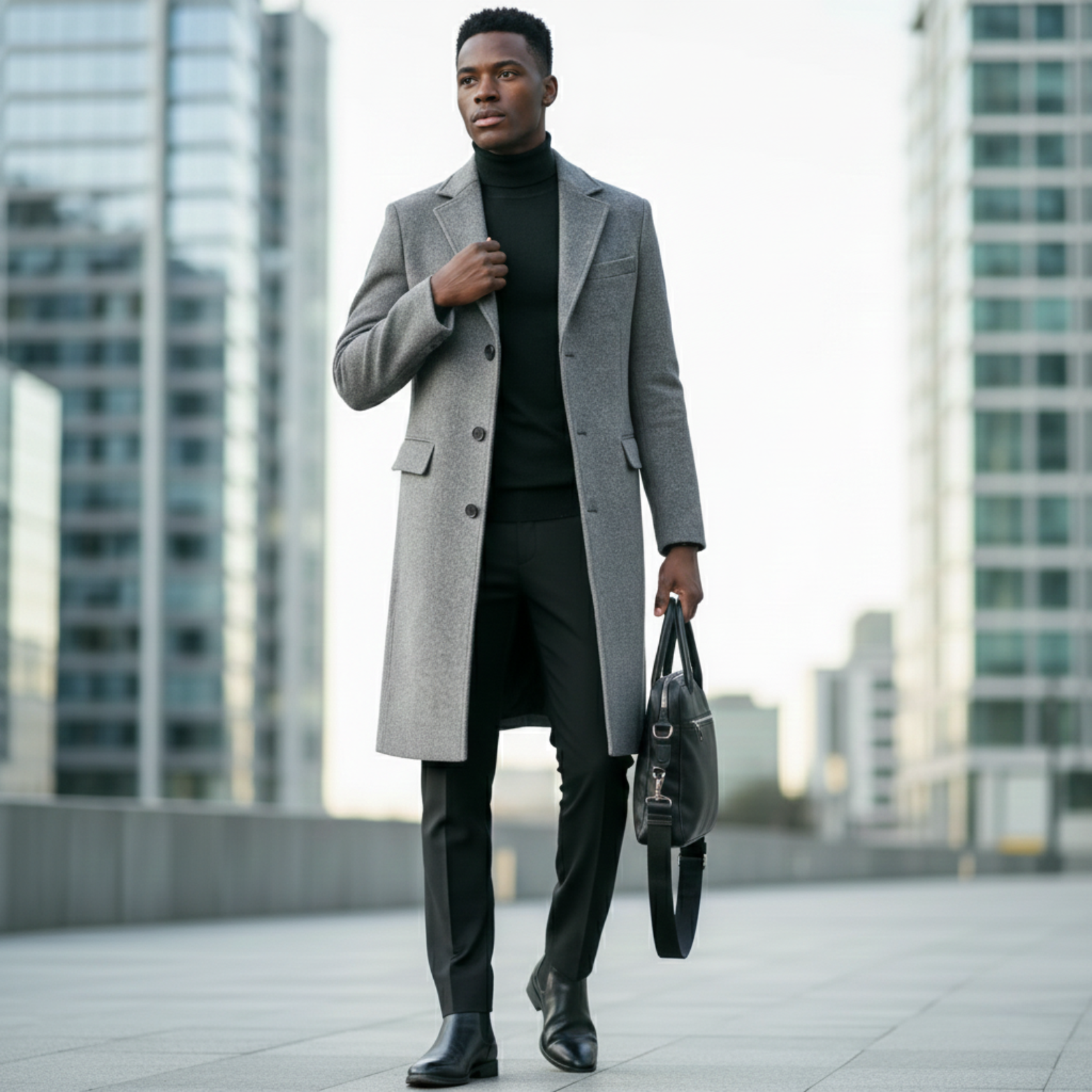 Men long trench coat walking urban style – The Crew