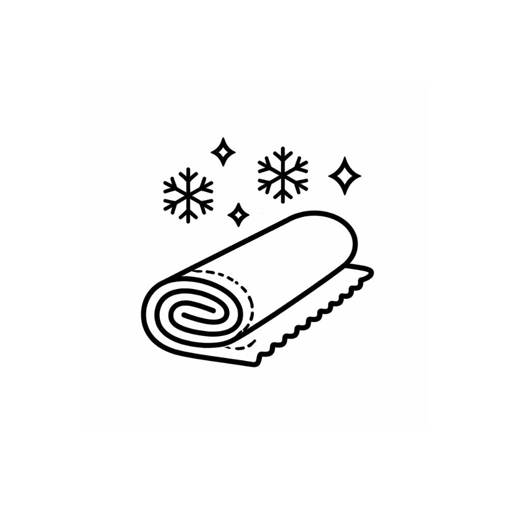 Icon of rolled fabric representing premium winter-ready material for men’s trench coats.