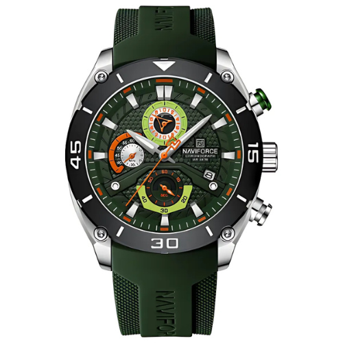 NAVIFORCE NF8038 Sport Chronograph Green Silicone Strap – The Crew