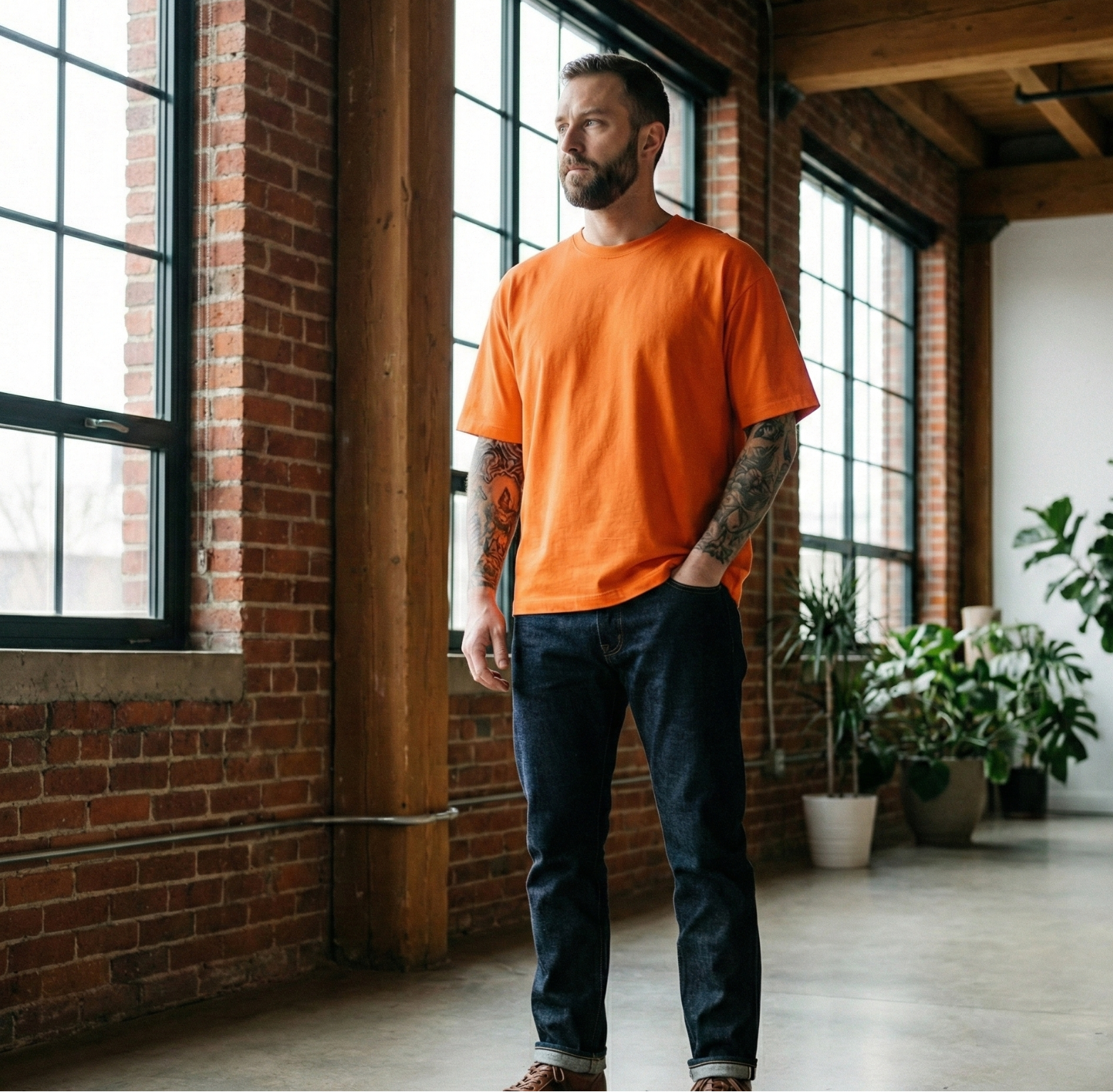 Men’s Oversized Orange Hip Hop T-Shirt Urban Look – The Crew