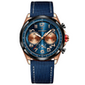 POEDAGAR 862 Leather Chronograph Blue Dial Front – The Crew