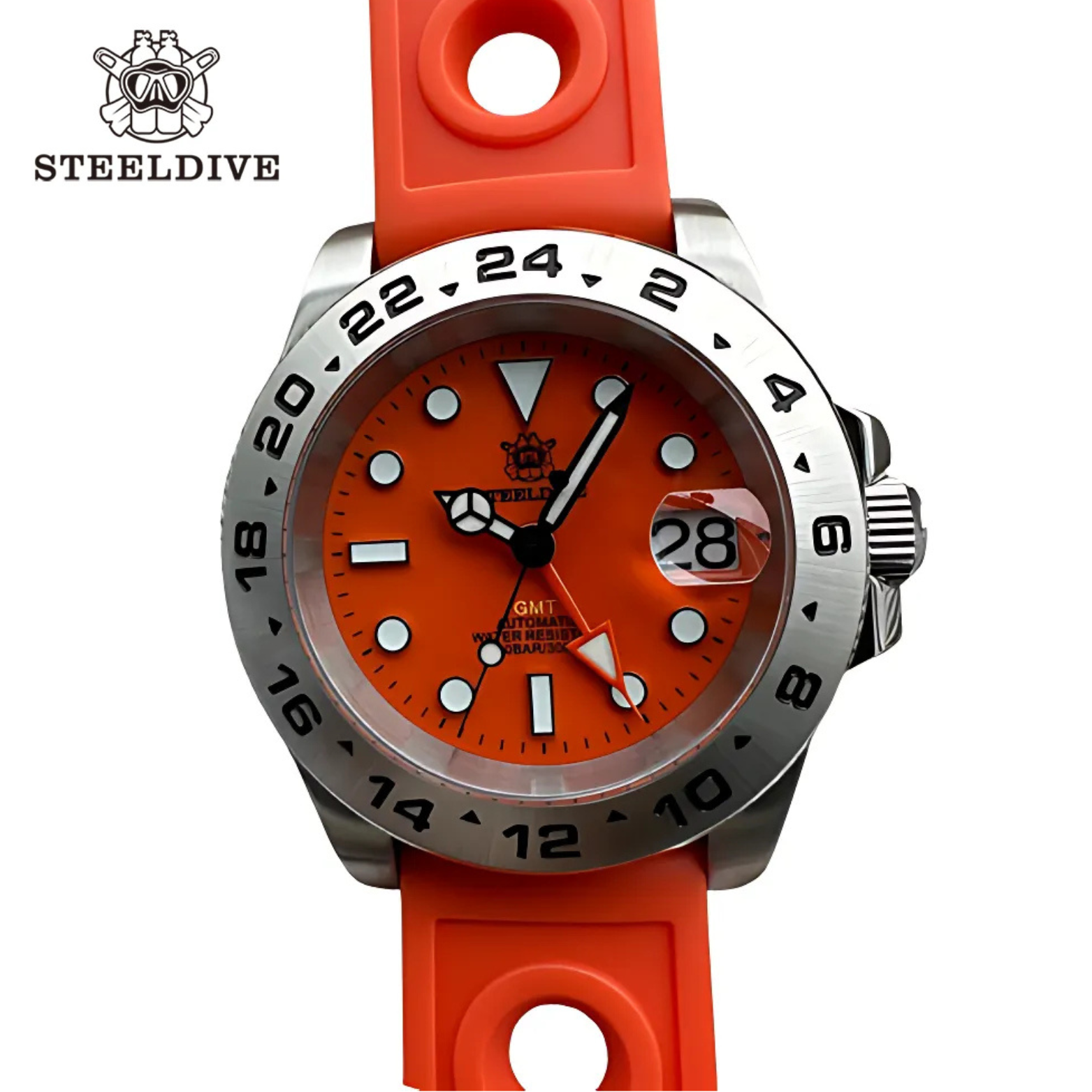 STEELDIVE SD1992 orange dial rubber strap front – The Crew
