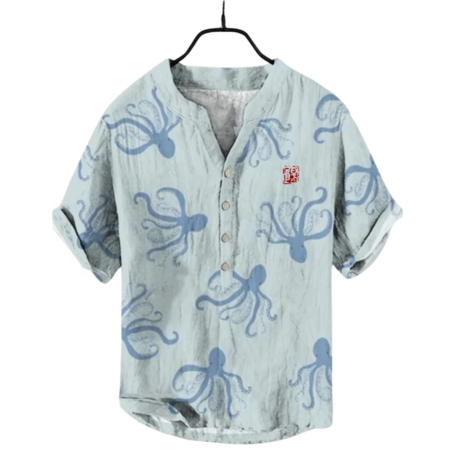 Light Blue Men’s 3D Print Linen Shirt Sketch – The Crew