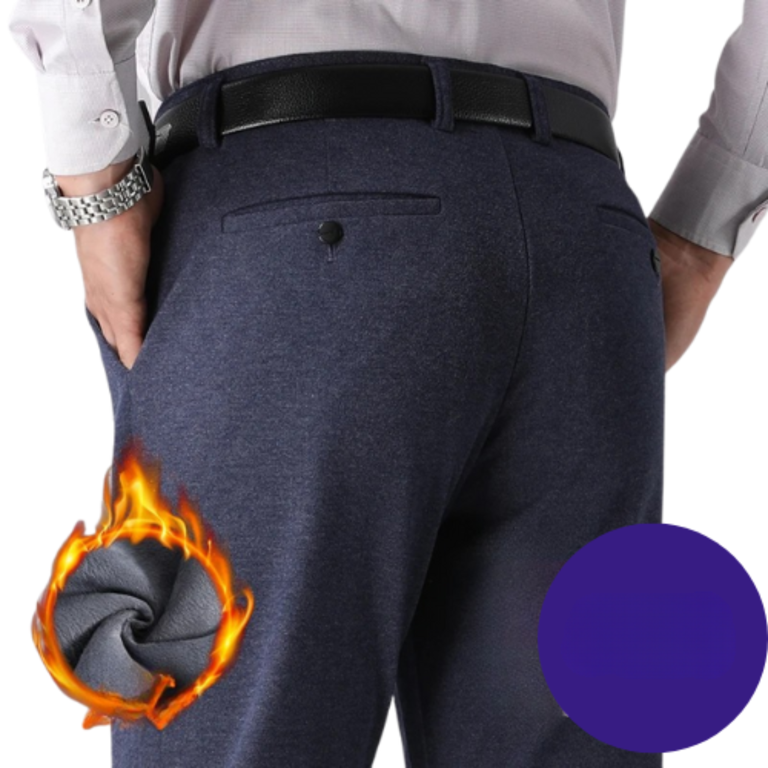 Men wearing Navy wool pants thermal lining – The Crew