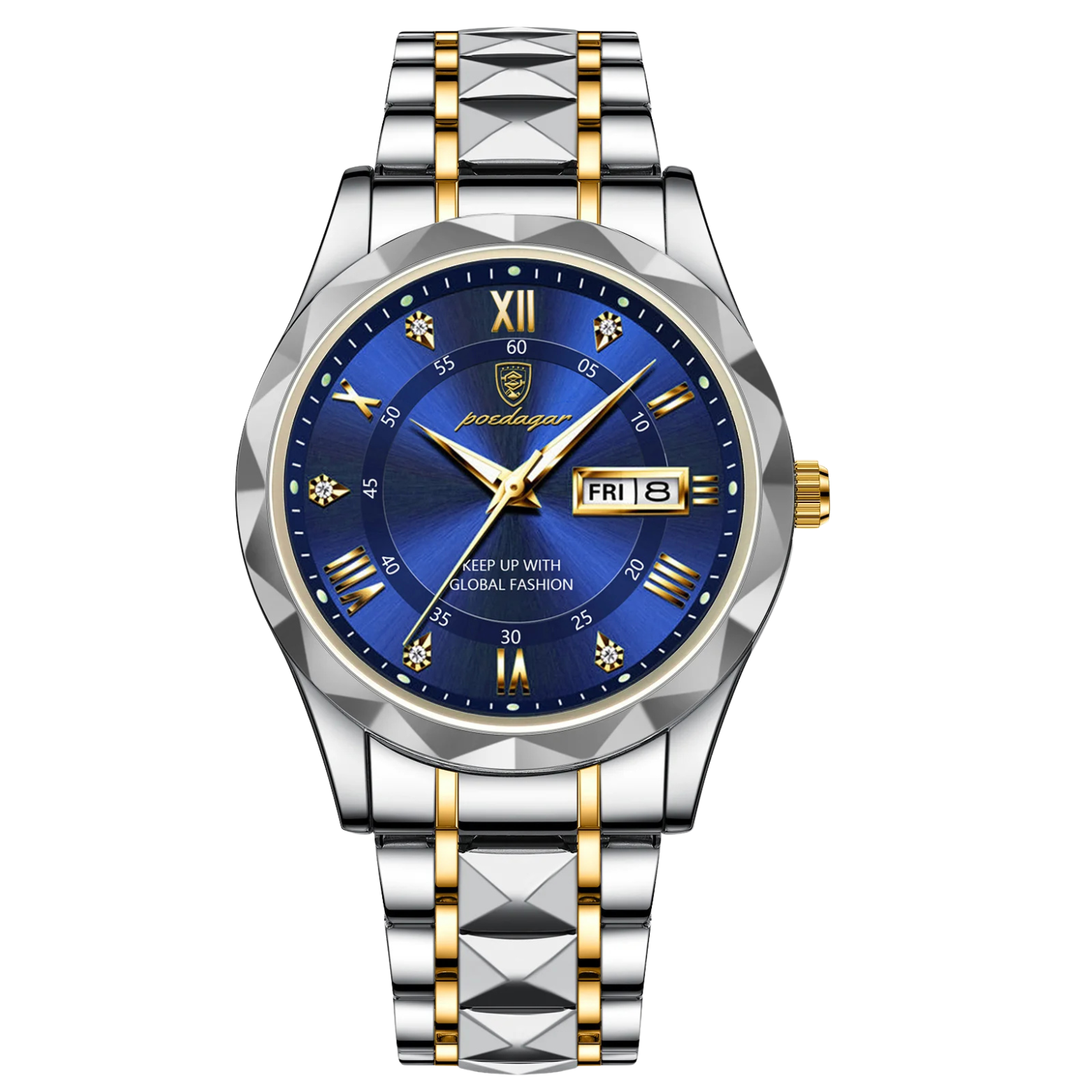 POEDAGAR 615 Luxury Executive Watch Blue Dial Stainless Steel – The Crew
