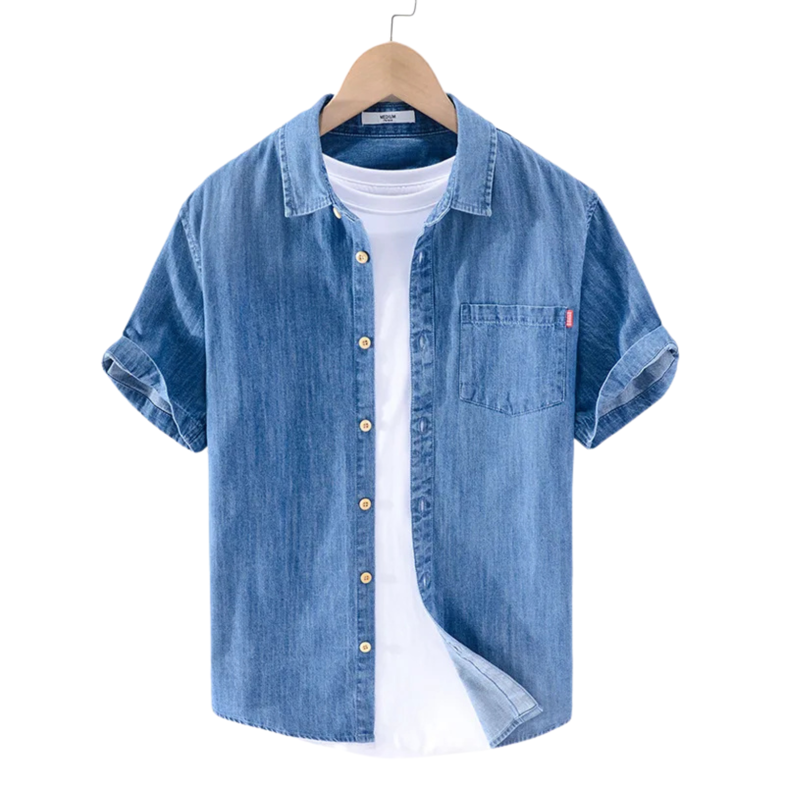 Men’s Lightweight Denim Summer Shirt Front View – The Crew
