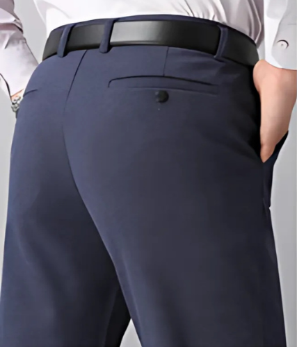 Men wearing navy thermal wool pants side – The Crew