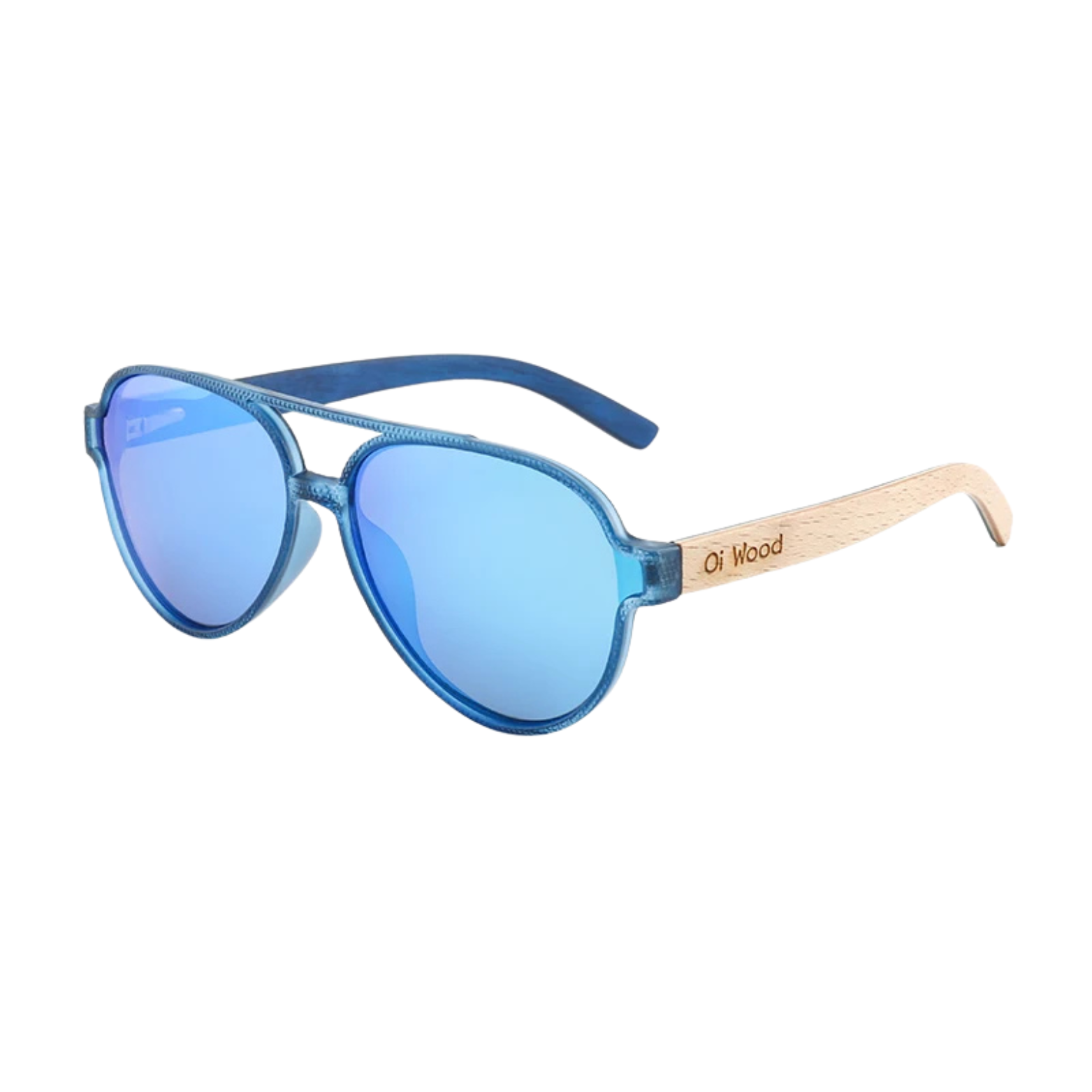 Wood frame polarized sunglasses blue mirror lens – The Crew