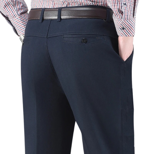 Navy blue cotton pants back view men – The Crew