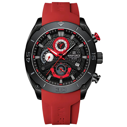 NAVIFORCE NF8038 Sport Chronograph Red Silicone Strap – The Crew