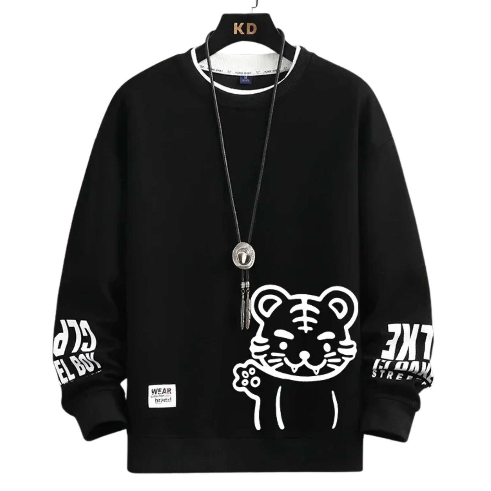 Men’s Japanese Tiger Street Sweatshirt Black Front View – The Crew