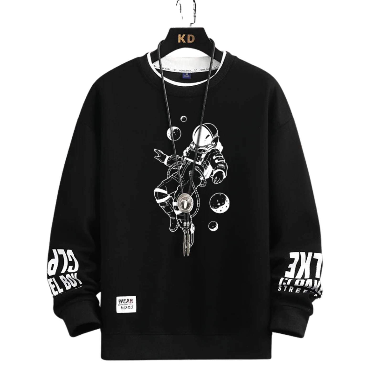 Men’s Moon Print Sweatshirt Black Alternate View – The Crew