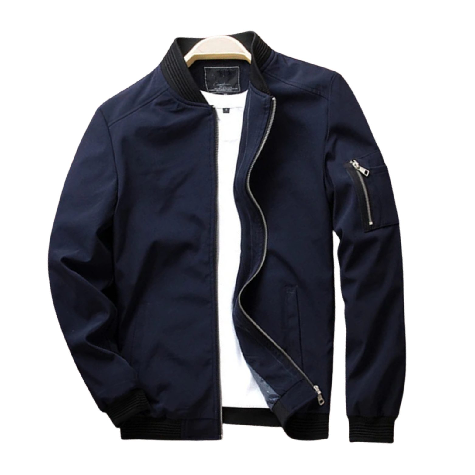 Navy Blue Men’s Slim Fit Bomber Jacket – The Crew