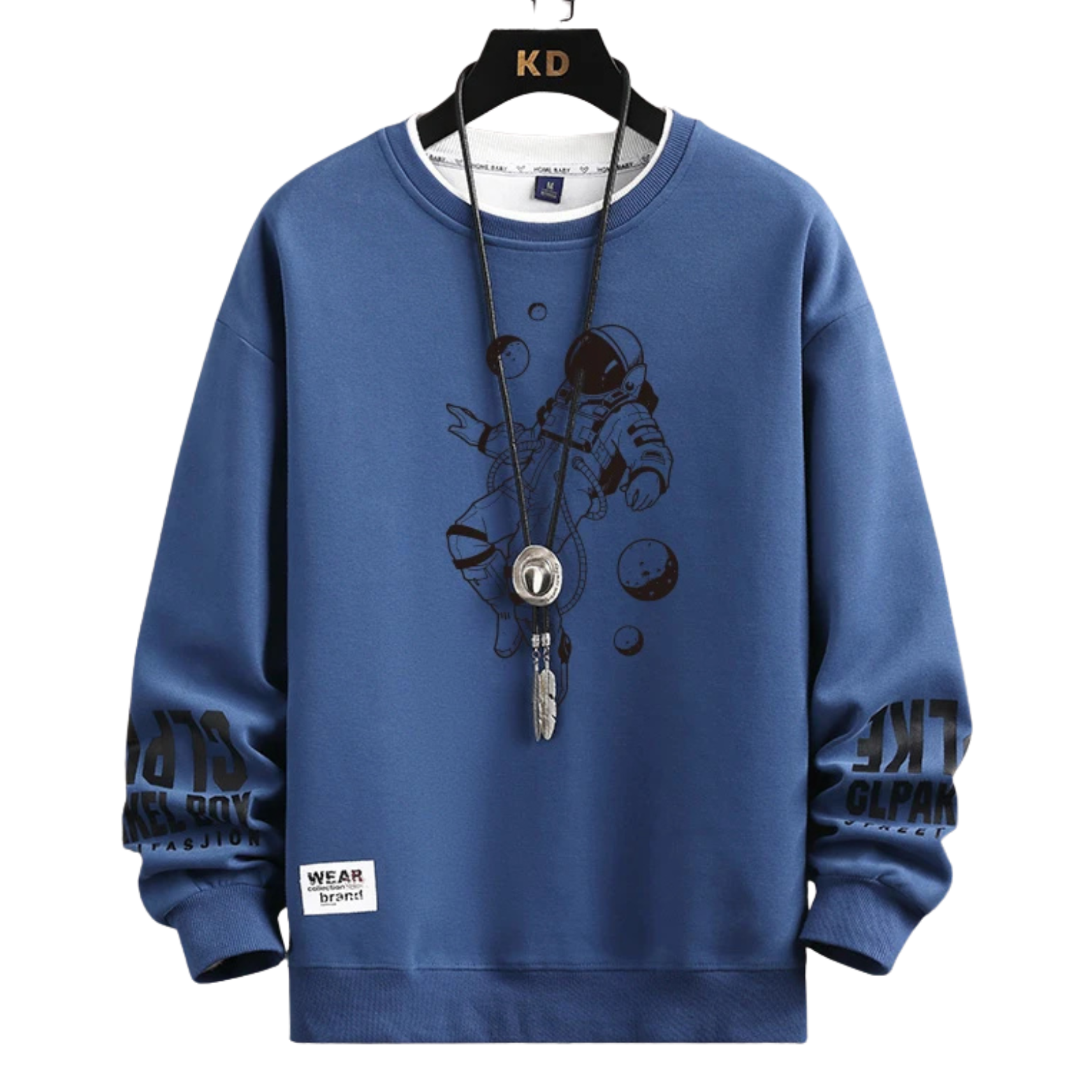 Men’s Moon Print Sweatshirt Blue Detailed Print – The Crew